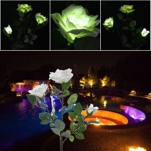 Solar White Rose 3 Head LED Outdoor Light