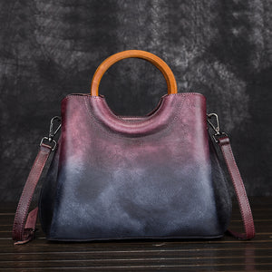 Leather Handbag hand-painted suede leather
