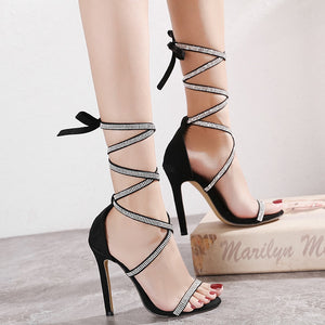 Gladiator Women Sandals Black Ankle Strap