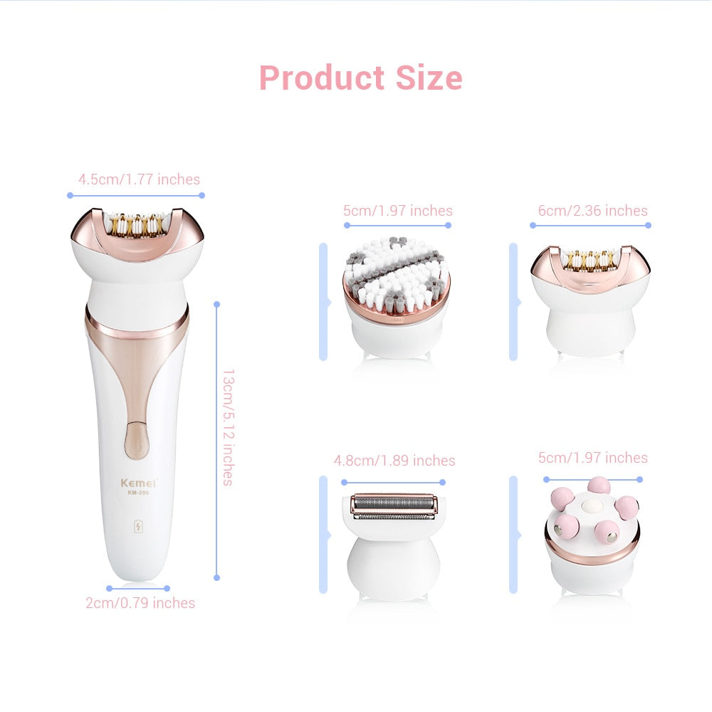 4-in-1 Rechargeable Epilator Shaver & Hair Removal Massager Set