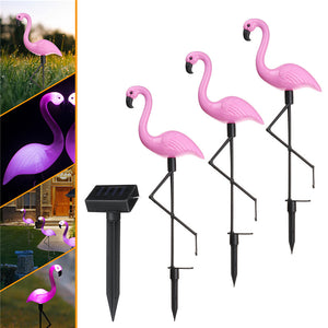 Solar light (set of three) flamingo waterproof garden
