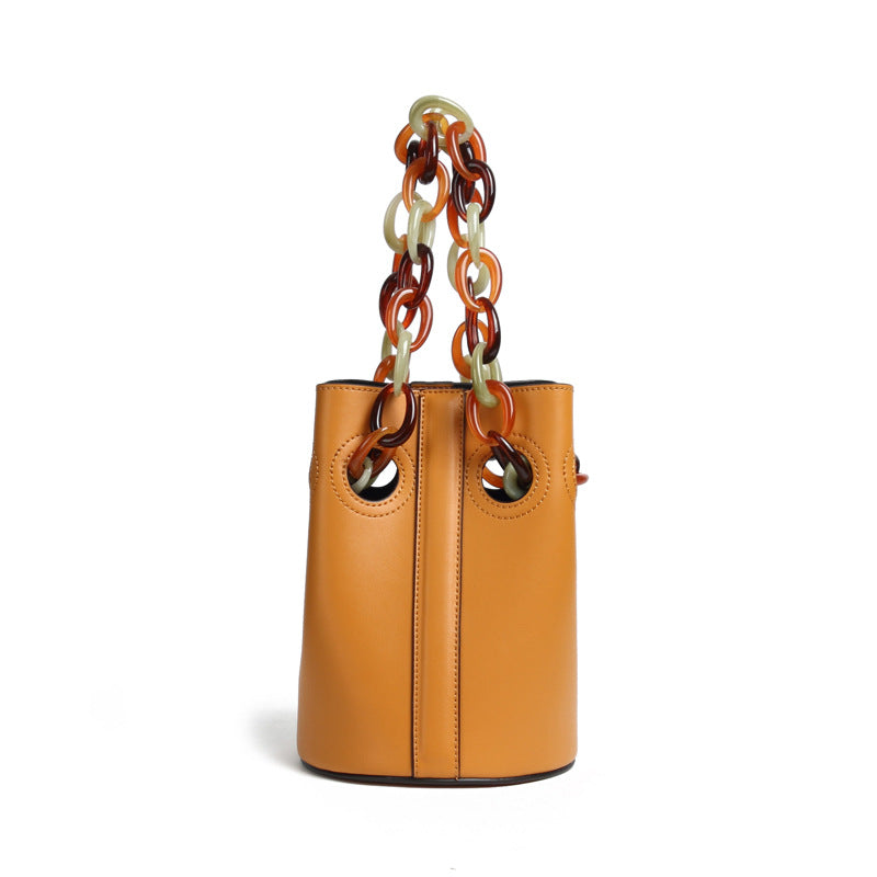 Fashion Icon Solid color diagonal leather Handbag