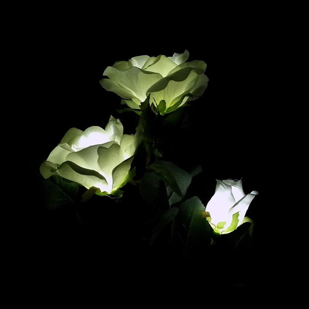 Solar White Rose 3 Head LED Outdoor Light