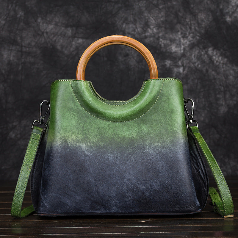 Leather Handbag hand-painted suede leather