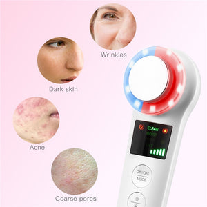 EMS Ultrasonic Facial Massager with Electric Vibration and LED Photon Hot Cold