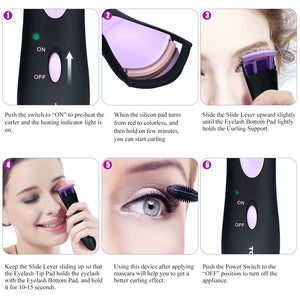 Heated eyelash curler with double heating silicone pads